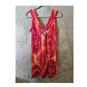 Deluxe L.A. Blues Tie Dye V-Neck Pleated Jersey Top Size M